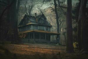 Creepy old hunter house. Generate Ai photo