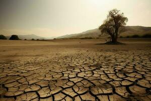 Drought agriculture dry landscape. Generate Ai photo