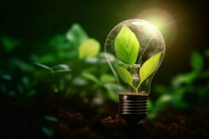 Eco green bulb. Generate Ai photo