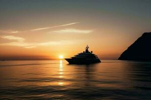Yacht sea sunset trip. Generate Ai photo