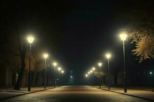 noche calle ligero. generar ai foto
