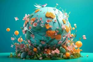 Cute globe spring. Generate AI photo