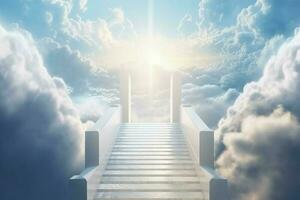 Heaven afterlife stairs. Generate Ai photo