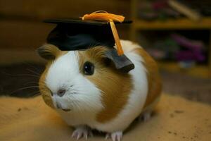 Graduate guinea pig. Generate Ai photo