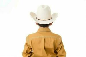 Back view cowboy boy. Generate Ai photo