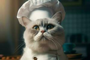 Cat dressed as a chef. Generate Ai photo