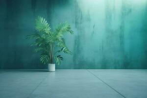 Concrete wall with plant pot. Generate Ai photo