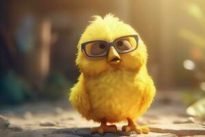 Fluffy cute yellow chick. Generate Ai photo