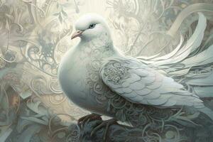 White pigeon artwork. Generate Ai photo