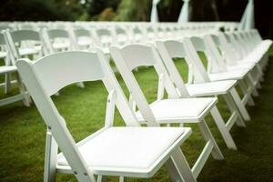 White chairs wedding style. Generate Ai photo