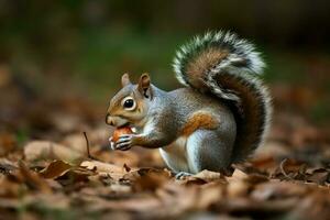 Squirrel acorn forest. Generate Ai photo