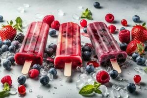 Healthy mixed berry popsicle. Generate Ai photo