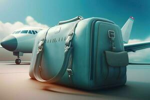Travel bag airplane. Generate Ai photo