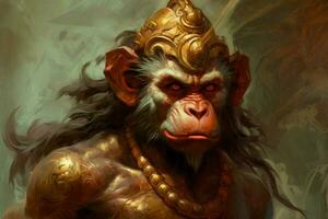 Hanuman monkey god religion. Generate Ai photo
