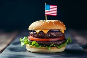 American burger food. Generate Ai photo