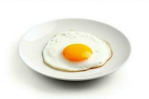 Plate delicious fried egg cuisine. Generate Ai photo