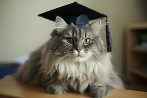 graduado gato. generar ai foto