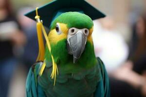 Graduate parrot education. Generate Ai photo