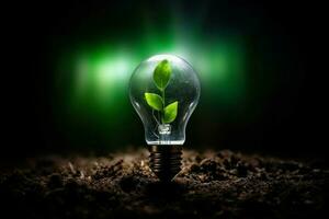 Eco green bulb electric. Generate Ai photo