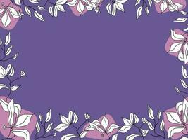 Purple Background Decorated With Floral And Given Space For Text. vector