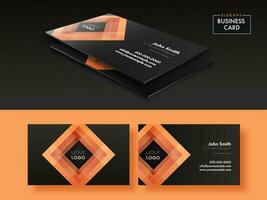 Elegant Business Card Templates With Double-Sides In Black And Peach Color. vector