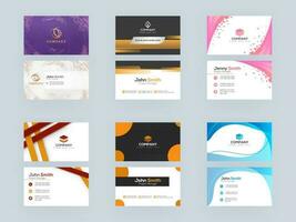 Front and Back View of Abstract Business Card or Visiting Card Design Set. vector