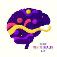 Creative colorful human brain on white background for World Mental Health Day poster or template design. vector