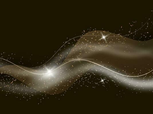 Abstract Wave Motion Background With Particles And Lights Effect In Brown Color.