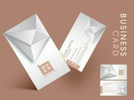 Front And Back View Of Business Card Templates With 3D Diamond. vector