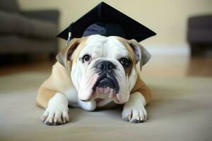 graduado perro a hogar. generar ai foto