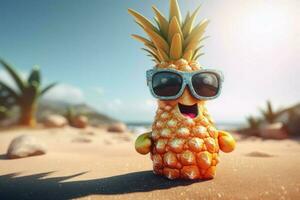 Happy pineapple character. Generate AI photo