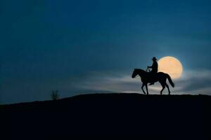 vaquero montando caballo. generar ai foto