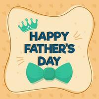 Happy Father's Day Text With Bow Tie And Crown On Orange Heart Pattern Background. vector