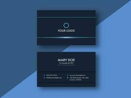 Front And Back View Of Business Or Visiting Card On Blue Background. vector