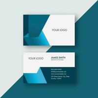 Modern Business Card Template Design In Blue And White Color. vector