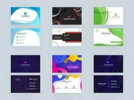 Abstract Business Card Template or Visiting Card Set in Front and Back Page View. vector