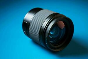 cámara lente azul. generar ai foto