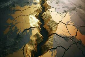 Tectonic plate shift crack. Generate Ai photo