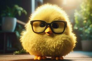 Fluffy yellow chick. Generate Ai photo