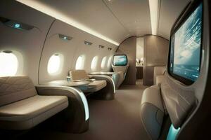 First class seats airplane. Generate Ai photo
