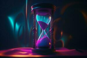 Hourglass glowing. Generate Ai photo