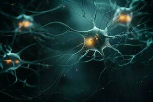 Neuronal connection brain. Generate Ai photo