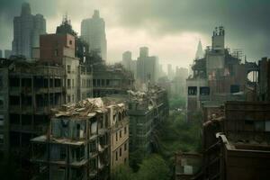 Post apocalyptic New York city. Generate Ai photo
