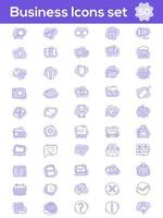 Purple And White Color Business Icon Set In Flat Style. vector