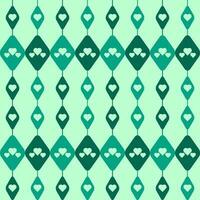 Endless Pattern Background With Rhombus Heart In Green Color. vector