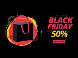 Black Friday Sale Banner Or Poster Design With Shopping Bag. vector