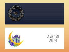 Ramadan Kareem or Ramadan Mubarak Header or Banner Set. vector