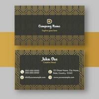 Double-Sides Business Card Templates In Golden And Grey Color. vector