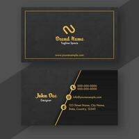 Modern Business Or Visiting Card With Double-Sides Present In Black And Golden Color. vector