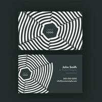 Horizontal Business Card Template Design With Optical Illusion Art On Dark Grey Background. vector